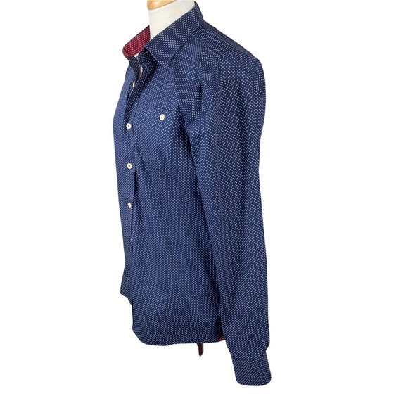 LE31 Simons Dotted Buttoned Down Men’s Long Sleeves Shirt Size Medium - Picture 3 of 8